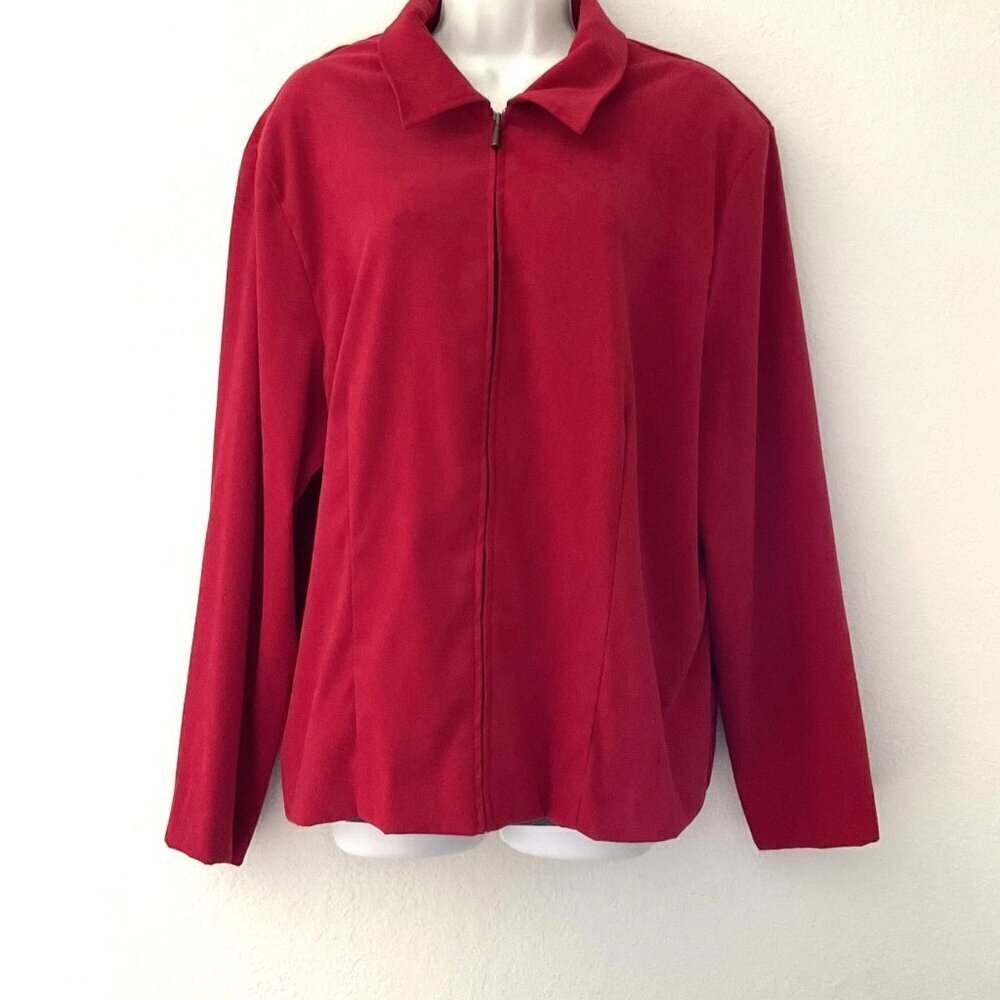 Vintage Y2K Briggs New York Red Faux Suede Zip Jacket 20W